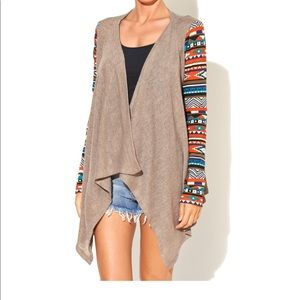 Flying Tomato Aztec Sleeve Cardigan Small